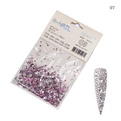 China Wholesale Multi Size Brilliant Multi Color Mixed Color Gem Flat Bottom Nail Factory Factory Crystal Diamond Nail Decoration for sale