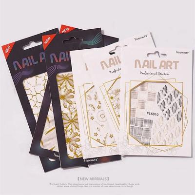 China 2021 Fashion New Arrival Good Quality 20 Design Gold Nail Stickers 3D Lace Nail Art Stickers Wholesale for sale