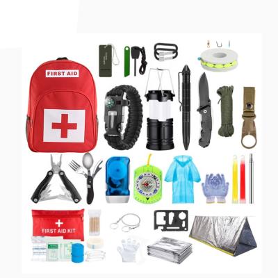 China Outdoor Survival Kit Gear First Aid Backpack Survival Rescue Kit for Earthquake Camping Adventures en venta