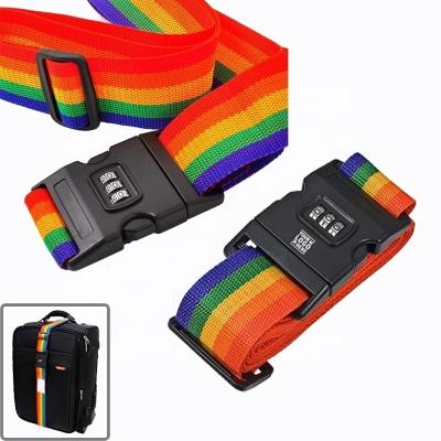 China Cloth Wholesale Customized Password Travel Baggage Suitcase Strap Luggage Belt Password Luggage Strap for sale