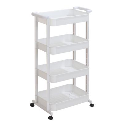 China Multifunctional Sustainable Hot Selling More Durable With Wheels White Rectangular Household Kitchen Bathroom Storage Rack for sale