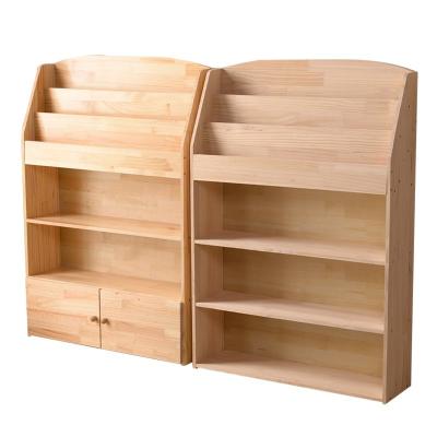 China Dongguan Yuefeng Simple Pine Bookcase Of Children's Handmade Wooden Shelf With Door Brackets for sale