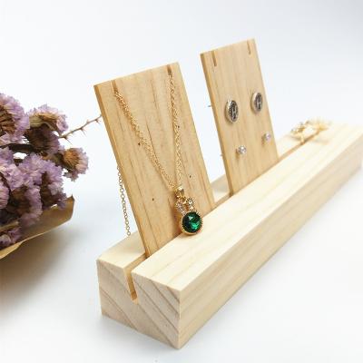 China Handmade Wooden Necklace Ring Display / Jewelry Stud Earrings Card Slot Display Stand for sale