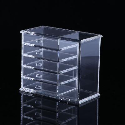 China Viable Clear Transparent Cosmetic Organizer 5 Drawer Acrylic Storage Jewelry Makeup Organizer for sale