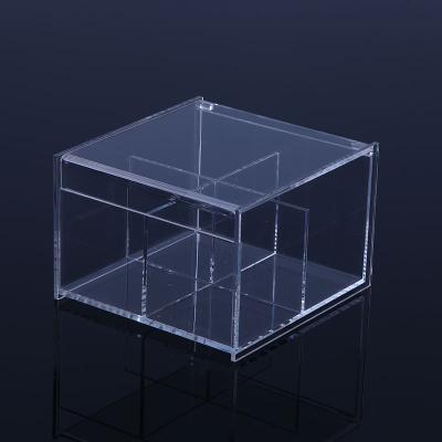 China High Quality Viable Transparent Plexiglass Tea Organizer 4 Cleavages Acrylic Tea Bag Storage Box for sale