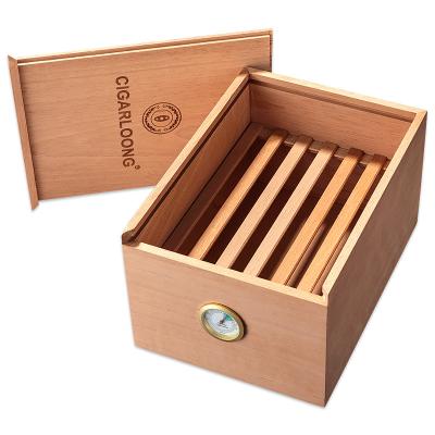 China Handmade Custom Logo Spanish Cedar Wooden Empty Box Humidor Box for sale