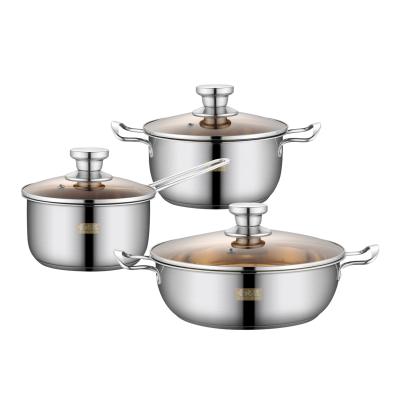 China Sustainable Stainless Steel Cooker Set Kitchen Set Stainless Steel Dinnerware Korean 6 Pieces Custom Wholesale for sale