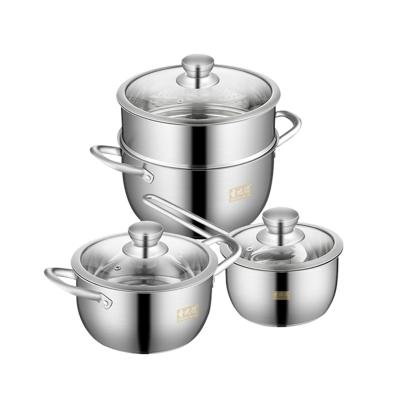 China Sustainable Stainless Steel Kitchenware Set 304 Food Grade Stainless Steel Kitchenware Cooking Cooker Set for sale