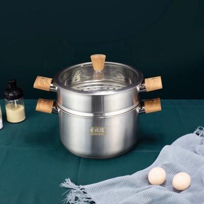 China Induction Household Stainless Steel Steamer 2 High Quality Cookware Sustainable Layers 304 Cooking Pot For Kitchen for sale