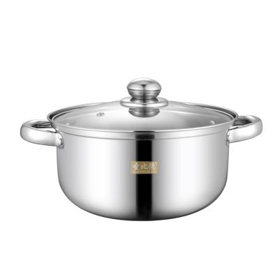 China Sustainable kitchen utensils ooking pots stainless steel single sauce pan 22cm bottom A noodle pan with a glass lid for sale