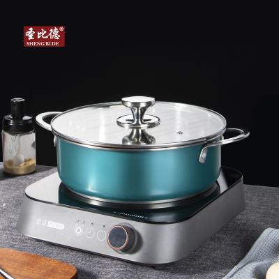 China Sustainable Stainless Steel 28cm Suitable For Induction Cooker Hot Pot Twin Hot Pot Stainless Steel Kitchen Cooking Pot for sale