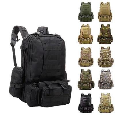 China 60L Laser Cut Molle System Waterproof Bagpack 900d Oxford Waterproof Camping Hunting 4 in 1 Tactical Backpack for sale