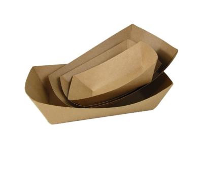 China Eco friendly disposable food grade paper food tray food container all kinds of size potato chips paper trays for sale