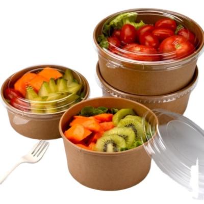 China Biodegradable paper salad bowl Disposable kraft paper bowl with lid Eco-friendly for sale