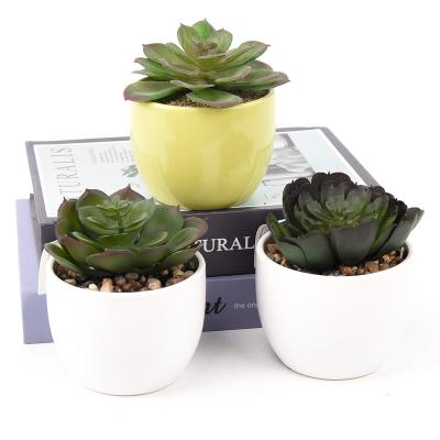 China Luxury Home Decor Indoor Outdoor Decor Greenery Around Plastic Artificial Plants Succulent Kit In Ceramic Pots for sale