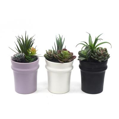 China High Quality Custom Real Touch Factory Potted Ceramic Indor Decoration Artificial Succulent Small Set for sale