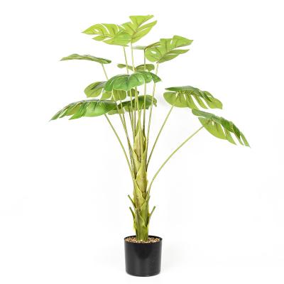 China Real Outdoor Indoor Greenery Custom Touch Size Decoration Artificial Monstera Leaves Tree Plant Bonsai For Decor for sale