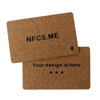 China Waterproof / Weatherproof 2022 NFC 213 Popular Wooden NFC Cork Digital Business Card 216 RFID Chip 13.56Mhz Frequency Hotel Key Card for sale