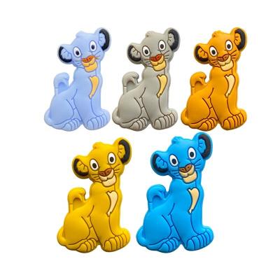 China Toy Baby Silicone Beads Food Grade Soft Silicone Teether Chewing Beads Cartoon Lion DIY Baby Pacifier Chain Animal Toy for sale