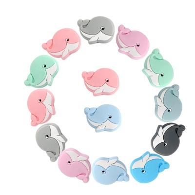 China Soft Baby Toy Whale Shape Silicone Beads Molar Teether Beads DIY Pacifier Chain Jewelry Accessories for sale