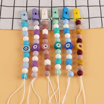 China Soft Clip Food Grade Baby Teether DIY Baby Pacifier Toy Angel Eyes Pacifier Chain Silicone Personalized Plastic Care for sale