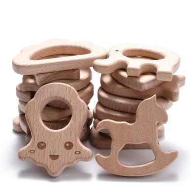 China Soft Toy Food Grade Wooden Teether Toys Animal Shape Wooden Necklace Pendant For Baby DIY Teething Wooden Chew Toys for sale