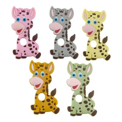 China Toy New Cartoon Giraffe Soft Silicone Animal Teether Chewing Accessories DIY Baby Pacifier Clip Teether Toy for sale