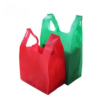 China 100% Wholesale Tote Bag Non-Woven Carry Bags White Fabrics Shopping Mall Supermarket Shopping Eco-Friendly Colored Nonwoven Vest Bag for sale