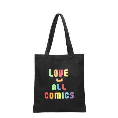 中国 100% Eco-friendly Online Sales Folding Black Color Canvas Material Shopping Bags With OEM Service 販売のため