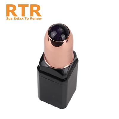 China Portable Custom Logo Lipstick Shape Anti Aging Natural Comfortable Rose Quartz Jade Roller Massage for sale