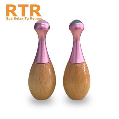 China Comfortable New Arrival Bamboo Beauty Jade Massage Handle Jade Facial Roller Smart Natural Eye Massage Roller Beauty Tools for sale