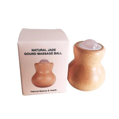 China Face Lift Wooden gourd shape rose quartz roller balls massager with box for sale