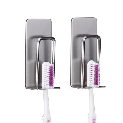 China Free Sample Stocked Powerful Adhesive Wall Mounted Stainless Steel Toothbrush Holder for sale