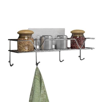 China Viable Free Samples Stainless Steel No Drill No Nails Removable Kitchen Shelf Organizer Spice Storage Rack for sale