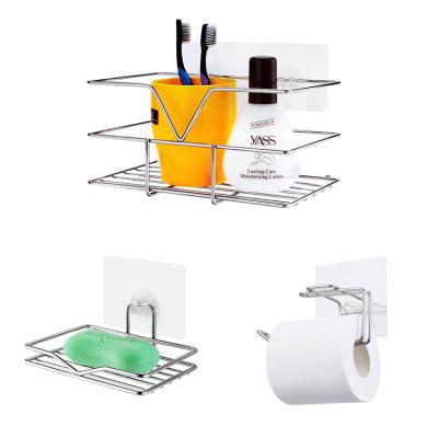 China Factory Wholesale Stocked Household Supplies Tissue Holder Soap Dish Bathroom Shelf Storage Organizer for sale