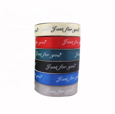 China Recyled Satin Ribbon With Logo China Factory Wholesale Custom Printed Polyester RIBBONS single face 100% polyester 3000 yards for sale