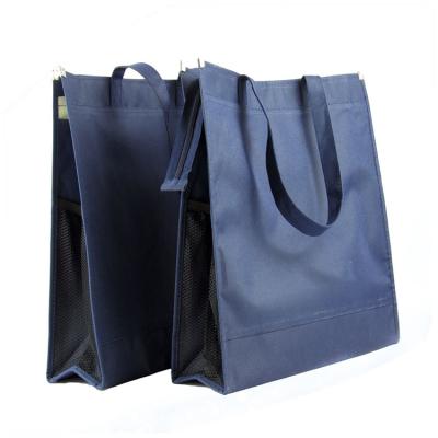 China Eco-friendly Customized Portable Dark Blue Oxford Shopping Reusable Insulation Bag Tote Bag With Zipper for sale