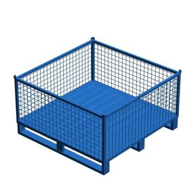 China High Performance Non-slip Mesh Pallet Single Sided Foldable Metal Single Sided Mesh Container Storage Tray Cage for sale