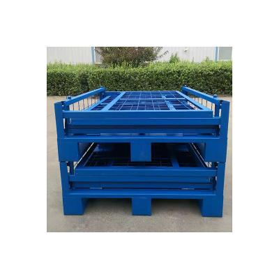 China Non-slip Professional Stackable Fixed Pallet Cage Metal Production Cage Foldable Steel Pallet for sale