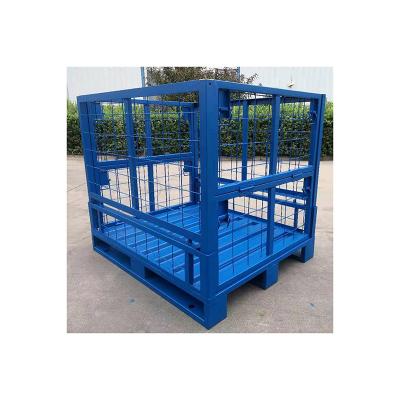 China Good Quality Non-Slip Steel Pallet Cage Customized Metal Wire Container Lockable Mesh Pallet Of Boxes Cage For AS&RS Warehouse System for sale