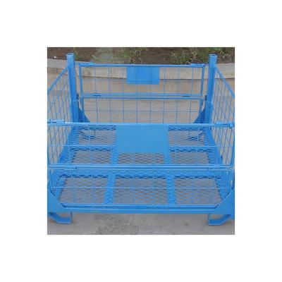 China Industrial hot sale industrial storage folding steel cage, stackable metal storage cage for warehouse for sale