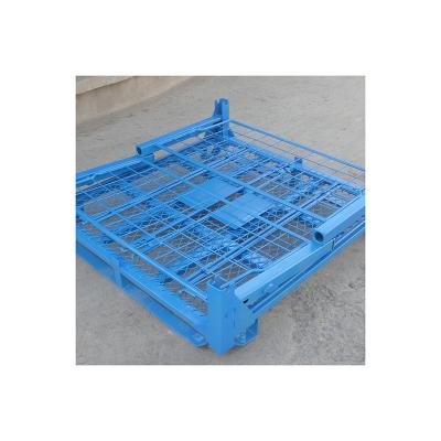 China Custom Stackable Foldable Wire Mesh Container Steel Storage Industrial Warehouse Cage for sale