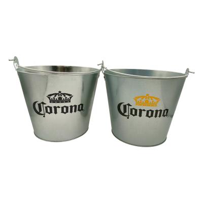 China Sustainable 5L Vintage Beer Metal Ice Bucket Galvanized Iron Ice Bucket With Bottle Opener for sale