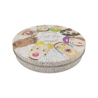 China Round Food Round Biscuit Tin Container Confection Tin With Custom Printing for sale