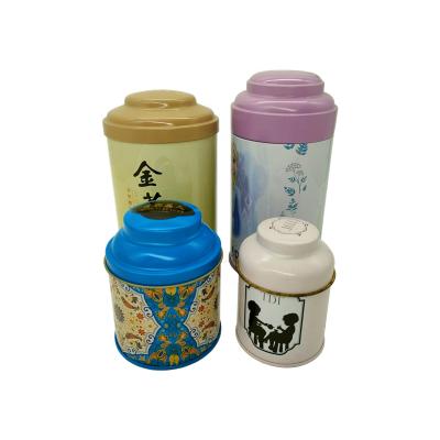 China Custom Beverage Logo Printing Tea Canister Tea Leaves Storage Tin Box In Different Size Tinplate Tea Cart for sale