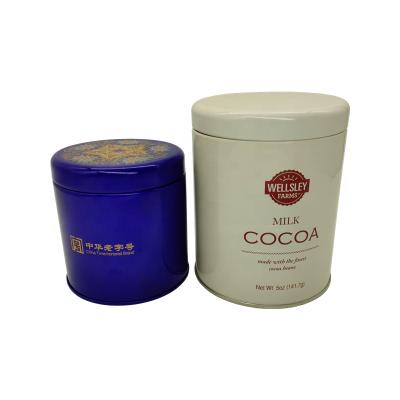 China Custom Round Coffee Food Grade Metal Coffee Canister Beverage Low MOQ Round Packaging Tin Coffee Tin for sale