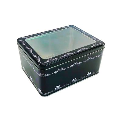 China Biscuit Cookie Tin Rectangle Tin Boxes Cookie Box Package With Inserts Custom Window Or Tin Box for sale