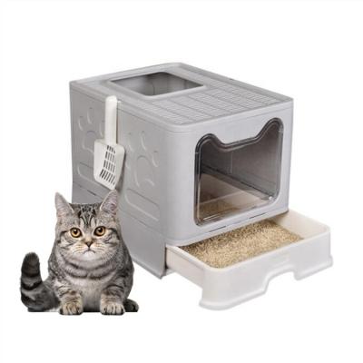 China Indoor Cat Toilet Stored Splashproof Cat Litter Box with Drawer Tray for sale