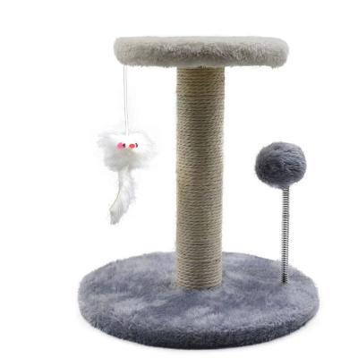 China Simple Pet Toy Sisal Cat Scratching Post Cat Tree for Cats Kitten Climbing Post Jumping Tower Toy with Ball Cat Scratcher for sale