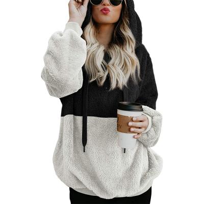 China 2021 winter color block streetwear fashionable sweatshirt Yuehui women hoodies Anti-wrinkle sweater hoodies for sale